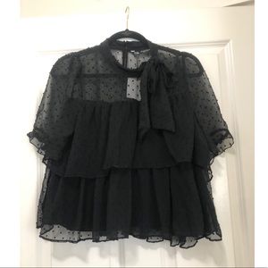 Zara Black Ruffle Top NWT